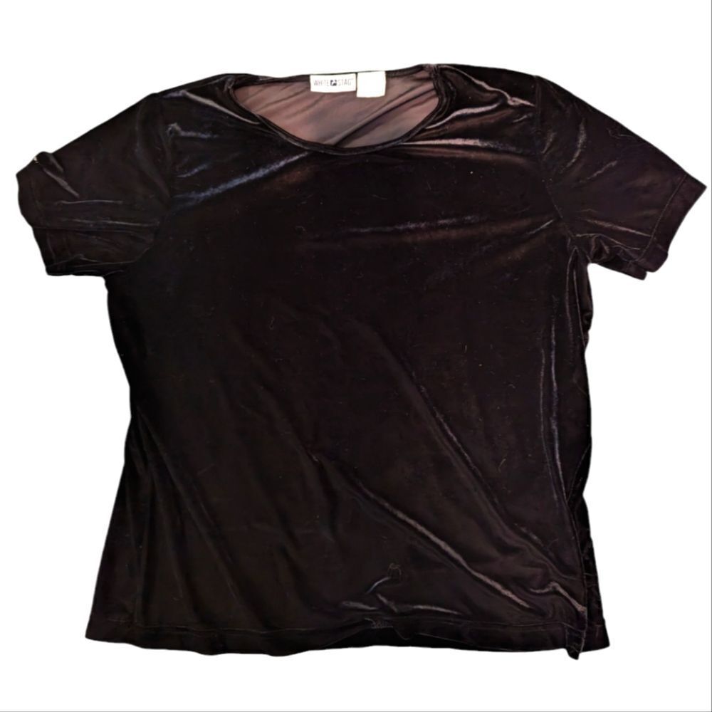 Women's White Stag 90s vintage black‎ velour top size XL